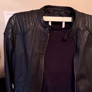 Authentic leather quilted moto jacket